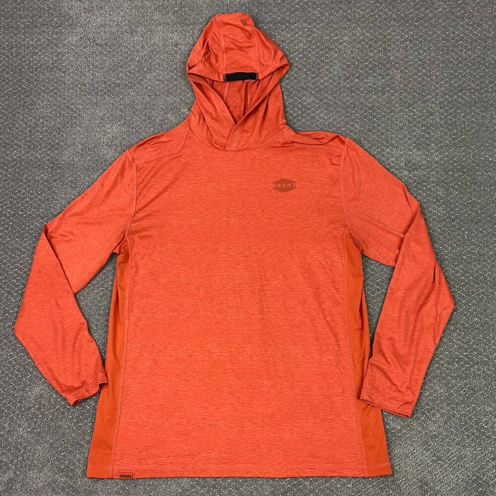 Brunt Hoodie Men's Medium Orange McKenna Performance Hooded Shirt Hoodie